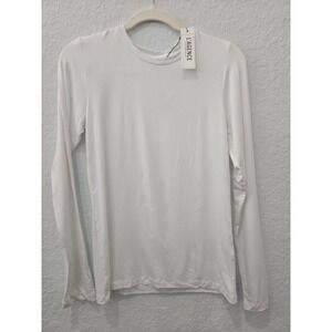L AGENCE Tess Long Sleeve Crew Neck Top White M Lightweight Made in USA